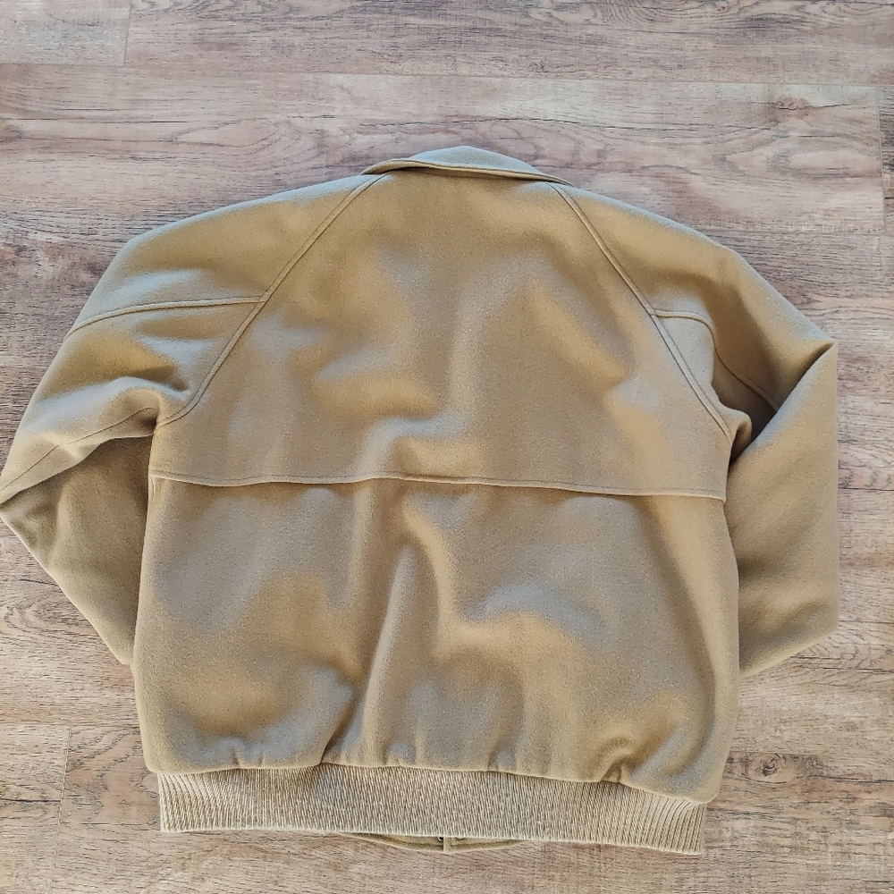 Vintage WOOLRICH Wool Coat Flight Jacket Tan Lined Large Made in USA Blouson EUC - Picture 14 of 16
